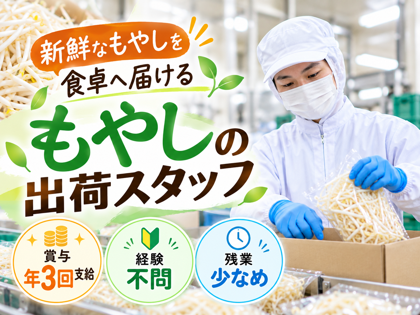 もやしの出荷スタッフ